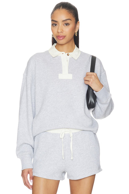 Vintage Terry Oversized Polo Sweatshirt in