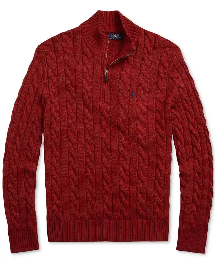 Ralph Ⅼauren | Half-Zip Cable-Knit Cotton Sweaters