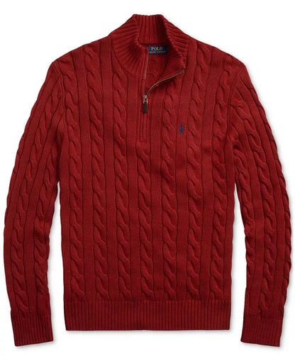 Ralph Ⅼauren | Half-Zip Cable-Knit Cotton Sweaters